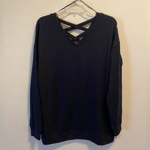 Tint & Shadow Long Sleeve Solid Navy Blue Sweater
